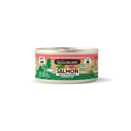 Lata de salmón y ternera con verduras para gatos