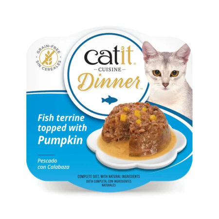 comida húmeda gato pescado con calabaza