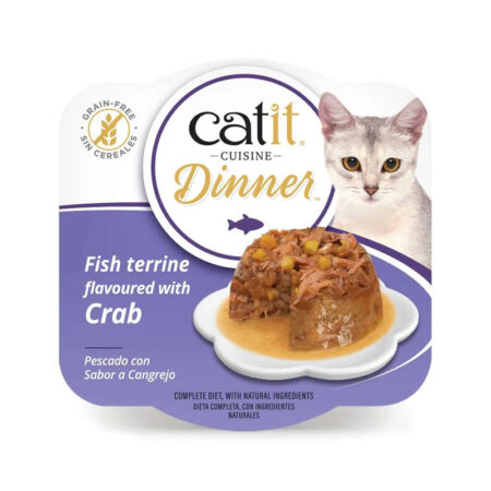 comida húmeda gato de pescado con sabor cangrejo